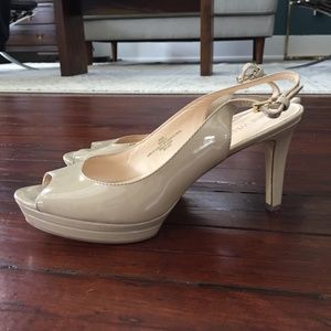Nine West "Able" Nude Patent Sling Backs NWOT